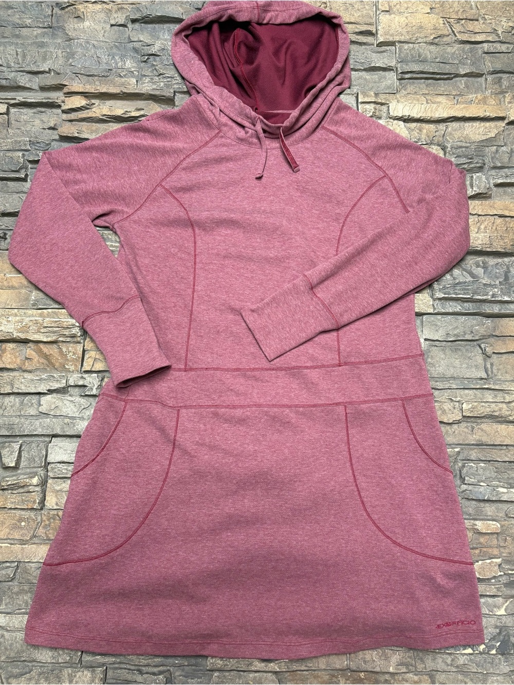 Exofficio Women’s Javana Hooded Dress Sz Large 12-14 Comfort Casual Pockets Red